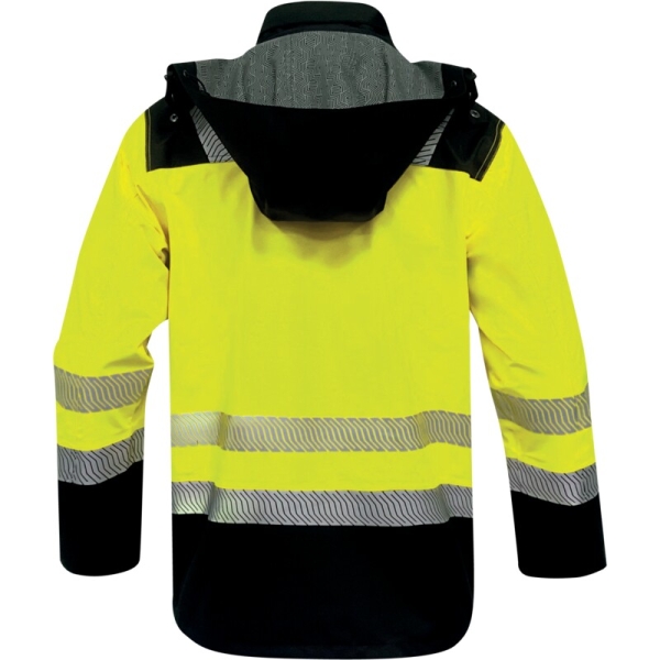 Jachetă impermeabilă, de înaltă vizibilitate -  Pânză - 100% poliester reciclat - Membrana de PU din grafen, culori: Galben fluorescent-Negru, Portocaliu Fluo-Negru