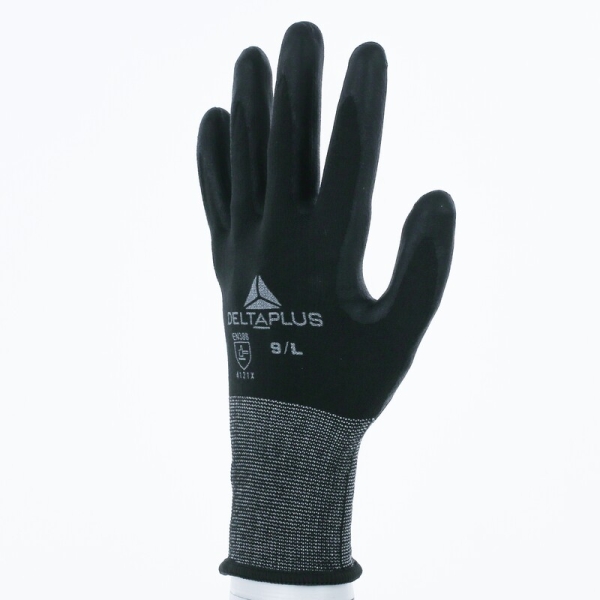 Mănușă tricotată cu strat protector - Poliester, Spandex - Spumă de nitril - Calibru : 15, culori: Negru