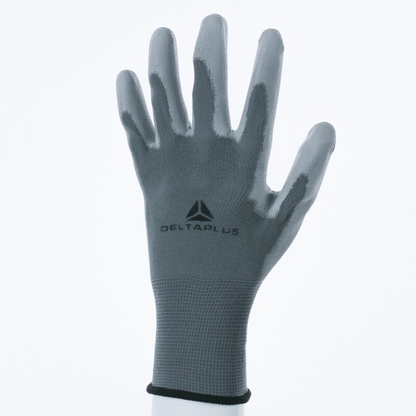 Mănușă tricotată cu strat protector - Poliamidă - PU - Calibru : 13, culori: Gri