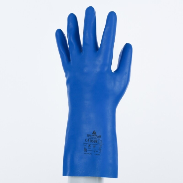 Mănușă impermeabilă cu fixare - Latex neted - Lungime :  300   mm , culori: Albastru