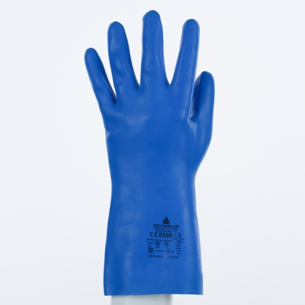 Mănușă impermeabilă cu fixare - Latex neted - Lungime :  300   mm , culori: Albastru