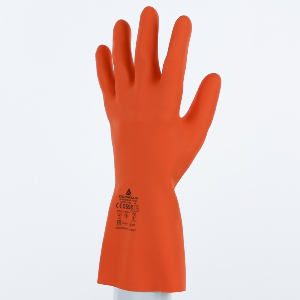 Mănușă impermeabilă fără fixare, cu material polar - Latex cu motiv ștanțat - Lungime :  300   mm , culori: Portocaliu