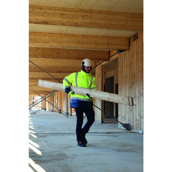 Mănușă tricotată cu strat protector - Acril, HDPE - Spumă de nitril - Calibru : 10, culori: Galben fluorescent-Negru