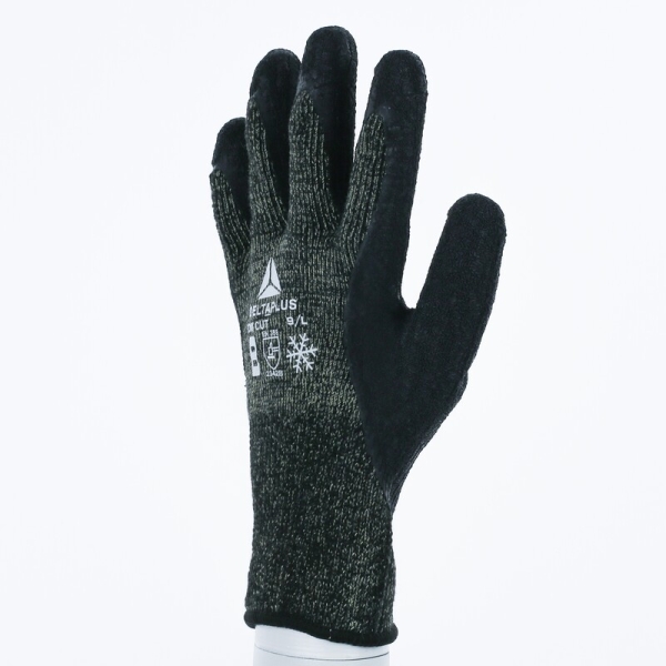 Mănușă tricotată cu strat protector - Aramidă - Latex texturat aderent - Calibru : 10, culori: Negru