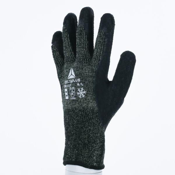 Mănușă tricotată cu strat protector - Aramidă - Latex texturat aderent - Calibru : 10, culori: Negru