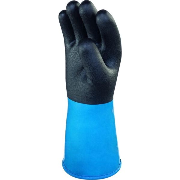 Mănușă impermeabilă cu fixare - Acril - Strat dublu de nitril/PVC - Calibru : 10 - Lungime :  300   mm , culori: Albastru