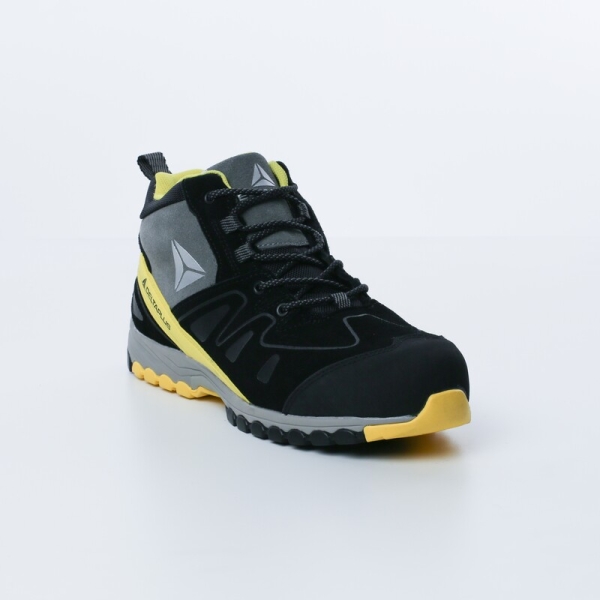 Pantofi Manhattan S3  - Piele - Crustă-Velur - Branț : EVA/Nitril Negru-Galben