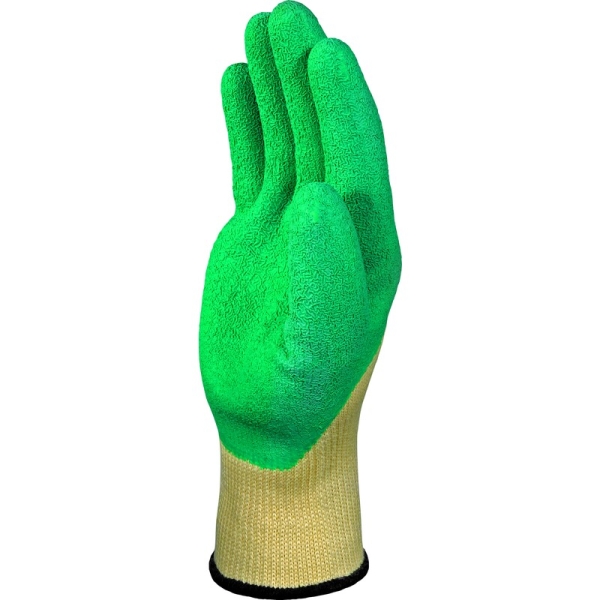 Mănușă tricotată cu strat protector - Bumbac, Poliester/bumbac - Latex texturat aderent - Calibru : 10, culori: Verde