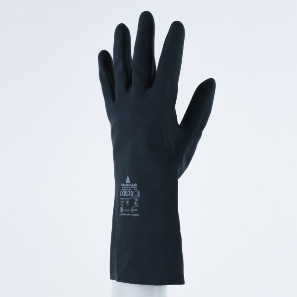 Mănușă impermeabilă cu fixare - Bumbac - Neopren ștanțat - Lungime :  300   mm , culori: Negru