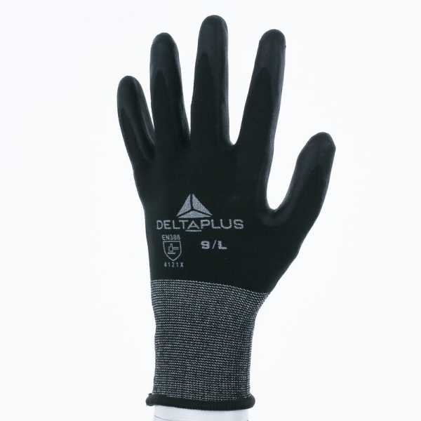 Mănușă tricotată cu strat protector - Poliester, Spandex - Spumă de nitril - Calibru : 15, culori: Negru