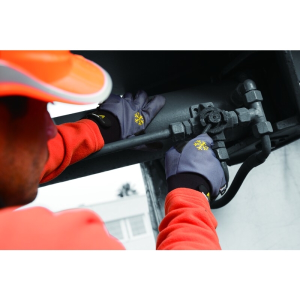 Mănușă tricotată cu strat protector - Poliester - Nitril neted, culori: Gri-Negru