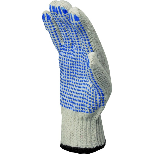 Mănușă tricotată fără strat protector cu crampoane - Poliester/bumbac - Calibru : 7, culori: Alb