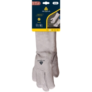 Mănușă preformată palmă piele/dos piele - Bovină - Lungime :  350   mm , culoare Gri