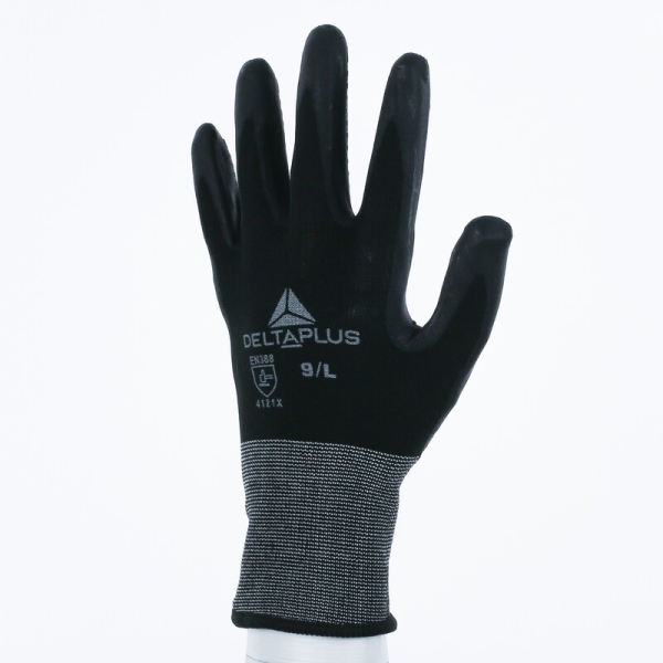 Mănușă tricotată cu strat protector - Poliester, Spandex - Spumă de nitril - Calibru : 15, culori: Negru