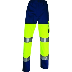 Pantaloni de lucru de înaltă vizibilitate -  Twill - 80% poliester 20% bumbac - 230 g/m², culori: Galben fluorescent-Bleumarin, Portocaliu fluorescent-Bleumar