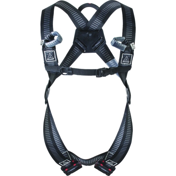 Ham anticădere dielectric - Oțel, Plastic, Poliester - Punct de prindere pentru oprirea căderii: Dorsal, Sternal, culoare Negru-Gri