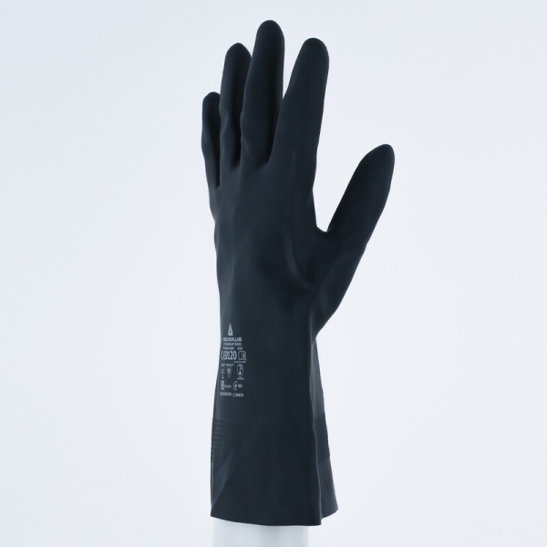 Mănușă impermeabilă cu fixare - Bumbac - Neopren ștanțat - Lungime :  300   mm , culori: Negru