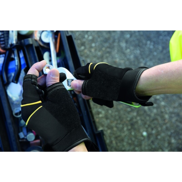 Mănușă fără degete - Poliester, culori: Negru-Galben