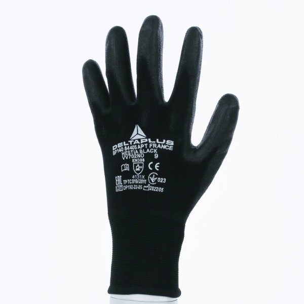 Mănușă tricotată cu strat protector - Poliamidă - PU - Calibru : 15, culori: Negru