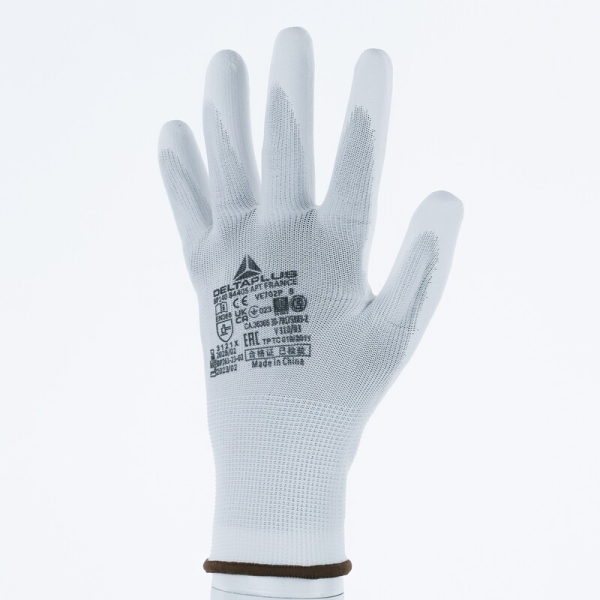 Mănușă tricotată cu strat protector - Poliester - PU - Calibru : 13, culori: Alb