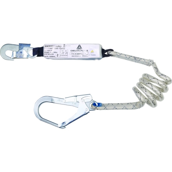 Șnur de absorbție a energiei din frânghie împletită cu teacă termoformabilă - Oțel, Poliamidă, Poliester, culoare Alb-Negru