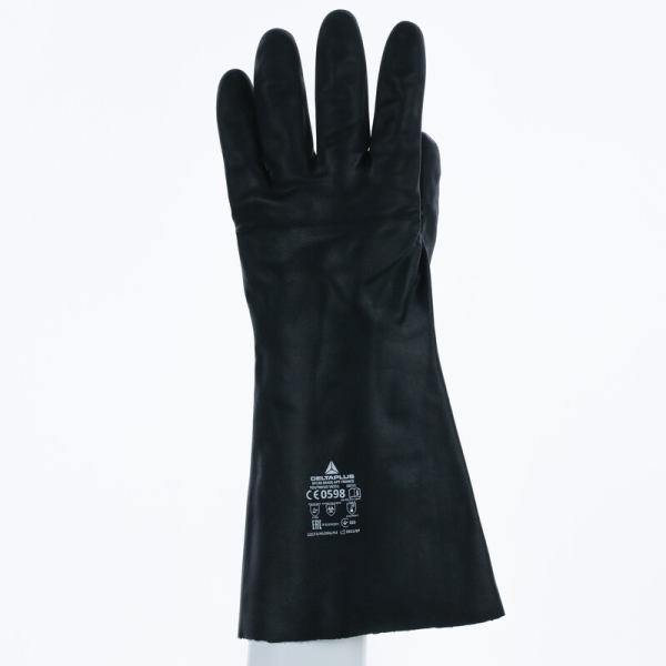 Mănușă impermeabilă cu fixare - Bumbac - Neopren neted - Calibru : 10 - Lungime :  380   mm , culori: Negru