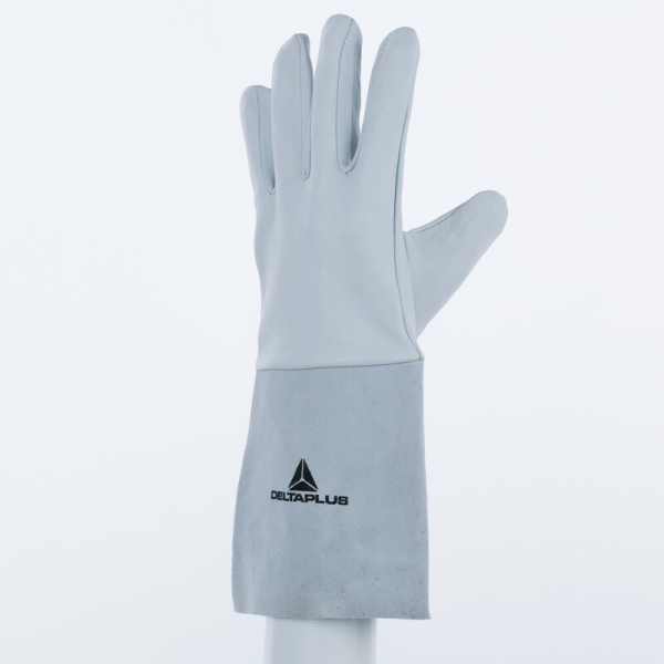 Mănușă preformată palmă piele/dos piele - Capră - Lungime :  350   mm , culoare Gri