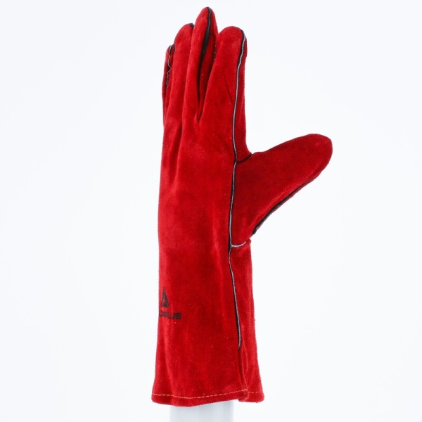 Mănușă preformată palmă piele/dos piele - Bovină - Lungime :  350   mm , culoare Roșu