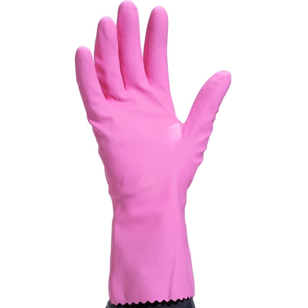 Mănușă impermeabilă fără fixare, cu material polar - Latex cu motiv ștanțat - Lungime :  300   mm , culori: Roz