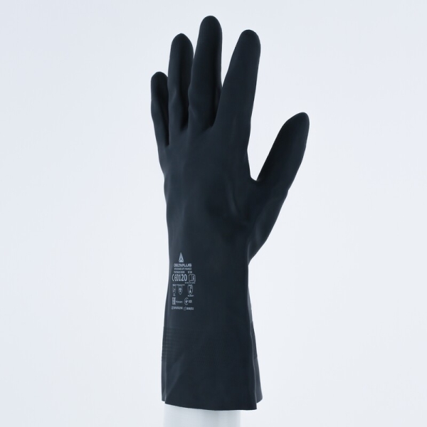 Mănușă impermeabilă cu fixare - Bumbac - Neopren ștanțat - Lungime :  300   mm , culori: Negru