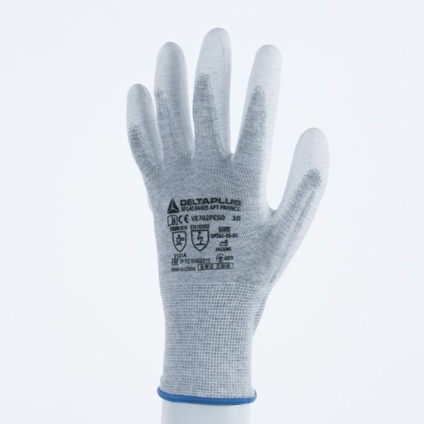 Mănușă tricotată cu strat protector - Poliester - PU - Calibru : 13, culori: Gri