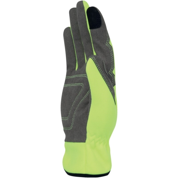 Mănușă preformată palmă material textil/dos material textil - Poliester, Spandex, culori: Galben-Gri