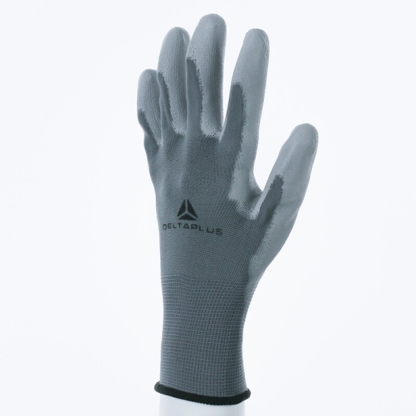 Mănușă tricotată cu strat protector - Poliamidă - PU - Calibru : 13, culori: Gri