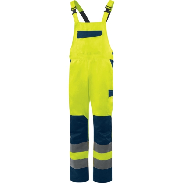 Salopetă de lucru cu vizibilitate ridicată -  Twill - 80% poliester 20% bumbac - 240 g/m², culori: Galben fluorescent-Bleumarin, Portocaliu fluorescent-Bleumar