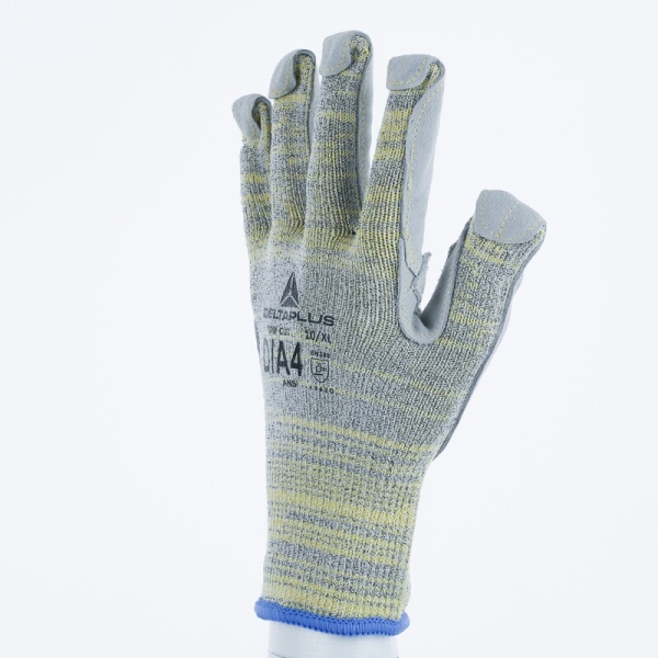 Mănușă tricotată fără strat protector cu țepi - HEATnocut, HDPE - Calibru : 10, culori: Galben-Gri