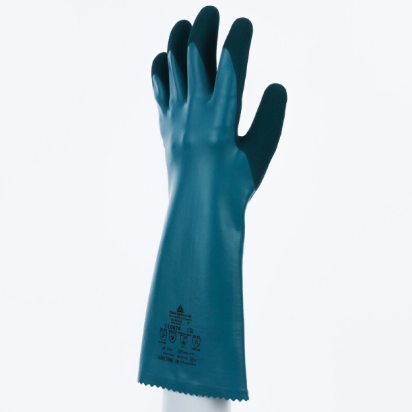 Mănușă impermeabilă cu fixare - Fibră de sticlă, HDPE, Poliamidă - Calibru : 18 - Lungime :  340   mm , culori: Verde