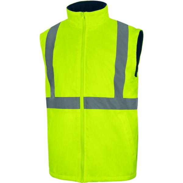 Geacă impermeabilă 5 în 1 de înaltă vizibilitate -  Oxford - 100% poliester - Acoperire poliuretanică | Căptuşeală: Tafta - 100% poliester, culori: Galben fluorescent-Bleumarin, Portocaliu fluorescent-Bleumar