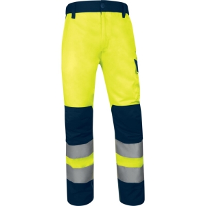 Pantaloni de lucru de înaltă vizibilitate -  Twill - 80% poliester 20% bumbac - 240 g/m², culori: Galben fluorescent-Bleumarin, Portocaliu fluorescent-Bleumar