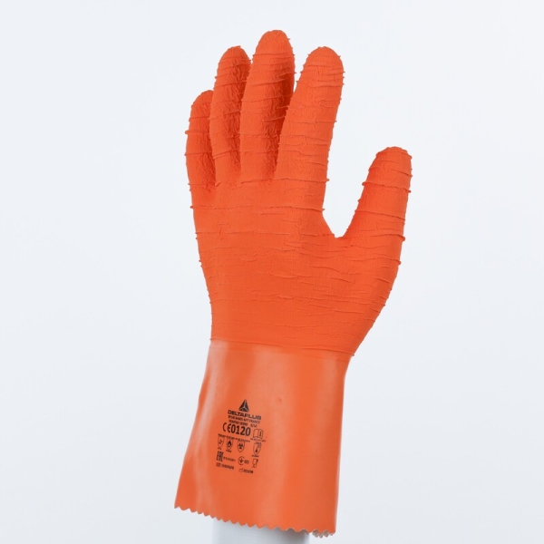 Mănușă impermeabilă cu fixare - Latex texturat aderent - Lungime :  300   mm , culori: Portocaliu