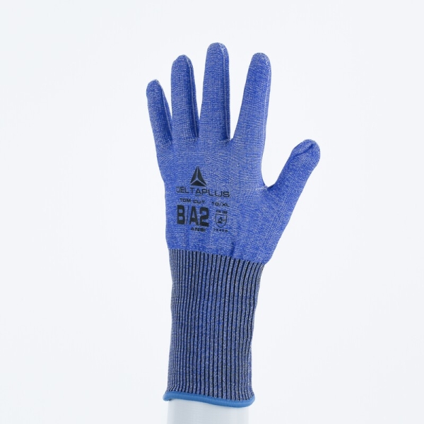 Mănușă tricotată fără strat protector - SOFTnocut - Calibru : 15, culori: Albastru-Alb