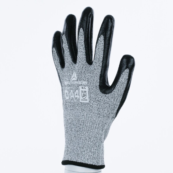Mănușă tricotată cu strat protector - Econocut - Nitril neted - Calibru : 13 - Pungă de 3, culori: Gri-Negru