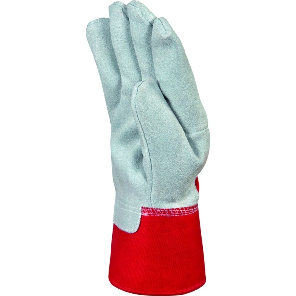 Mănușă preformată palmă piele/dos piele - Bovină, culoare Maro-Rosu