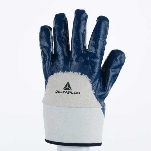 Mănușă preformată cu strat protector - Bumbac - Motive din nitril, culoare Albastru