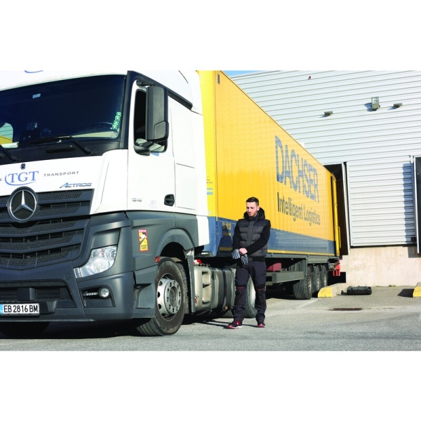 Mănușă tricotată cu strat protector - Poliester - Nitril neted, culori: Gri-Negru