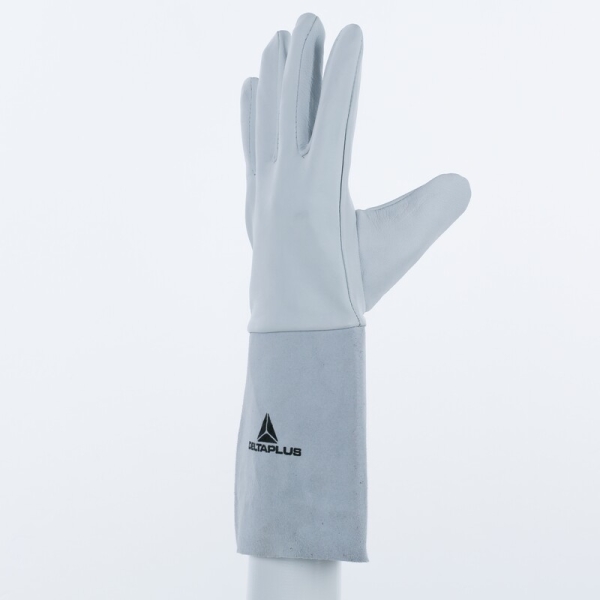 Mănușă preformată palmă piele/dos piele - Capră - Lungime :  350   mm , culoare Gri