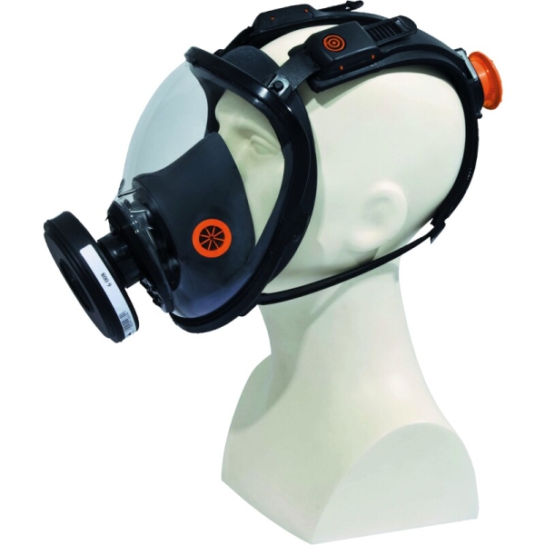 Mască - Silicon - Visière: Policarbonat, culoare Negru-Portocaliu