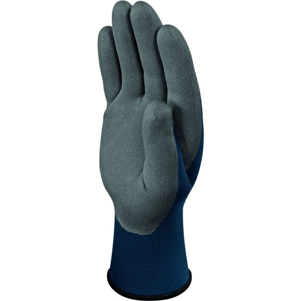 Mănușă tricotată cu strat protector - Poliamidă - Polimer apă neted - Calibru : 15, culori: Bleumarin-Gri