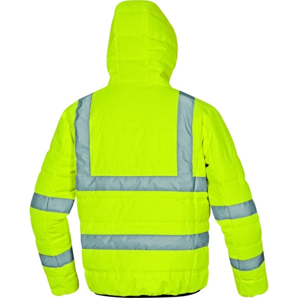 Jachetă de puf hidrofugă de înaltă vizibilitate -  Ripstop - 100% poliester - Acoperire poliuretanică, 2 straturi laminate | Căptuşeală: Tafta - 100% poliester, culori: Galben fluorescent, Portocaliu fluorescent