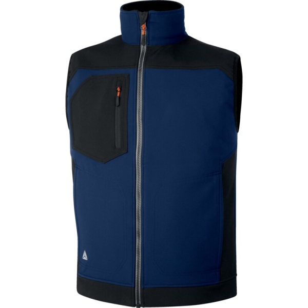Vestă softshell călduroasă -  Softshell - 96% poliester 4% elastan - Membrană TPU, 3 straturi laminate, culori: Gri-Negru, Bleumarin-Negru