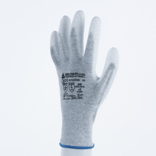 Mănușă tricotată cu strat protector - Poliester - PU - Calibru : 13, culori: Gri